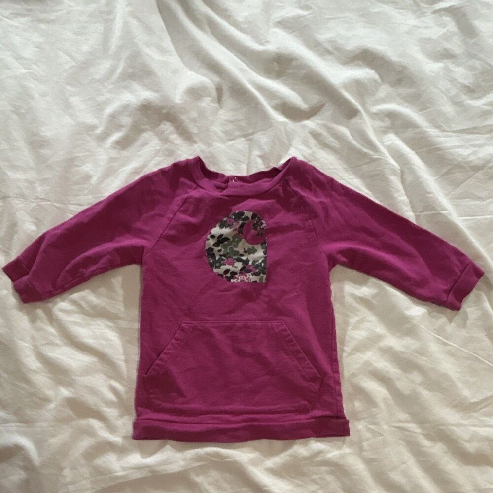 Carhartt Girls Long Sleeve Pink Shirt Size 18 Month With Front Pocket